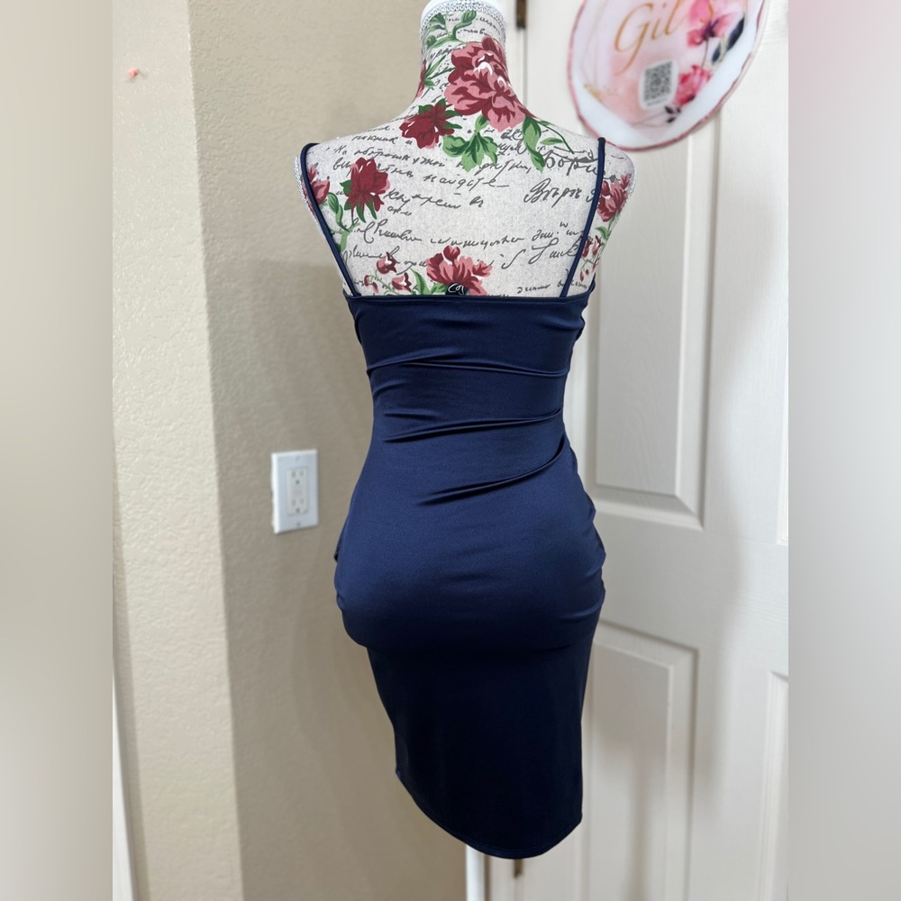 Windsor Midnight Blue Satin Mini Dress - Picture 4 of 10